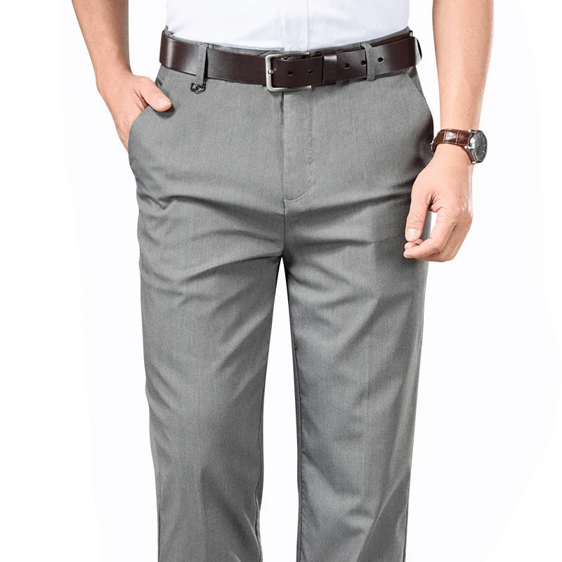

Bamboo Fiber Casual Pants Men's Spring Summer Suit Pants Loose Stretch Trousers Straight Business Bamboo Fiber Anti-wrinkle