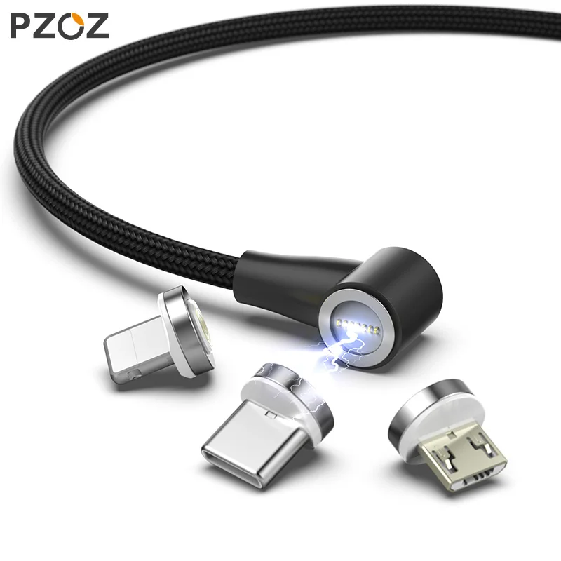 Магнитный кабель PZOZ micro usb быстрое зарядное устройство type c для iphone xs max xr x 8 7 plus 6s 6 5
