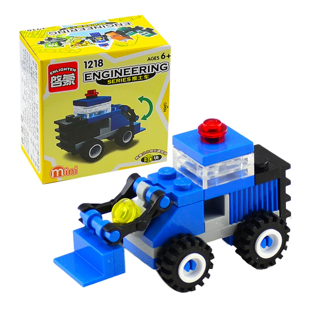 Building Blocks Vehicle Toys Set-Crane Forklift Bulldozer Excavator Dumper
