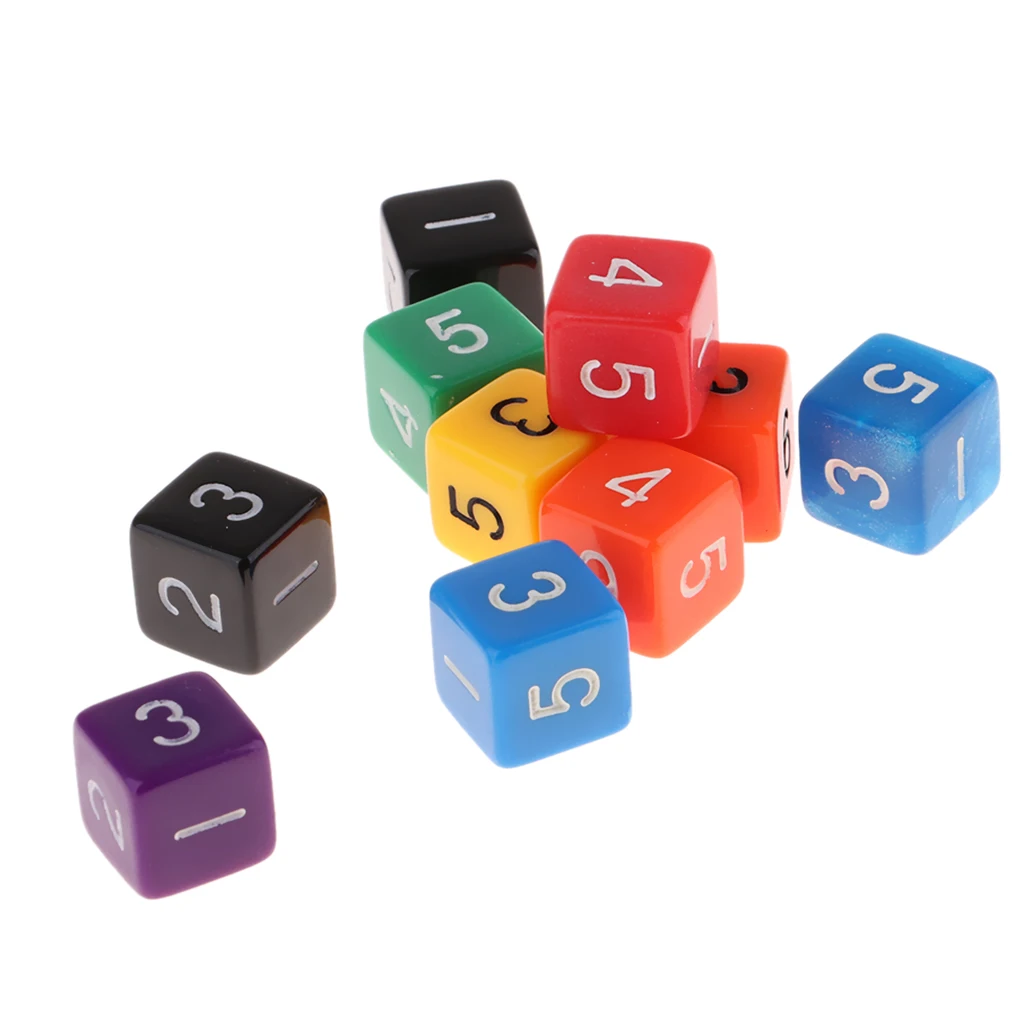 Square Acrylic Dice 6 Sided 6-Die Set for Primary School Student Mathematics, RPG MTG Board Game Accessories