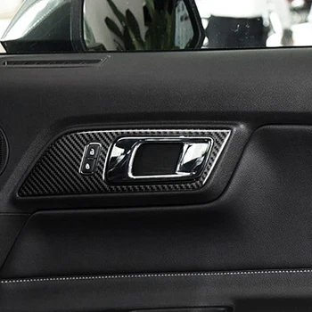 

For Ford Mustang Carbon Fiber Interior Door Handles Door Bowl Decorative Cover Trim Car Styling Sticker Auto Accessories