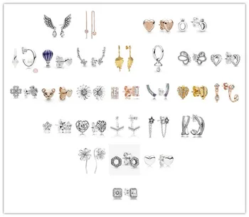 

925 Sterling Silver Dangling Magnificent Angel Wings Stud Earrings For Women Wedding Party Pandora Jewelry