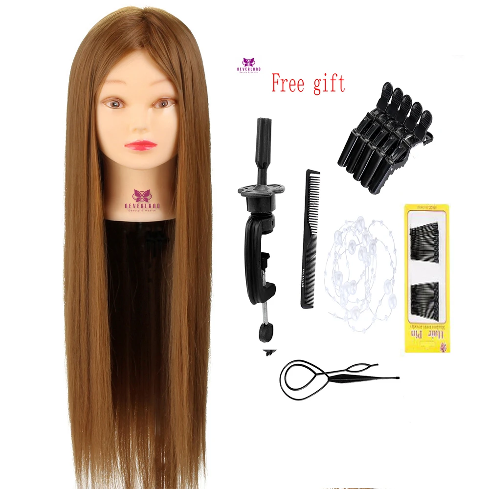 

Neverland 26'' Brown Hair Training Mannequin Head For Professional Hairdressing Styling Practice Wig Head With Free Gift