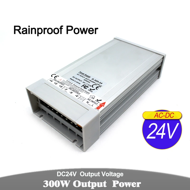 Источник питания с защитой от дождя DC5V DC12V DC24V DC36V DC48V 300W 350W преобразователь драйвера AC-DC открытый импульсивный источник питания для светодиодной ленты модули usb-вентилятор со светодиодной подсветкой