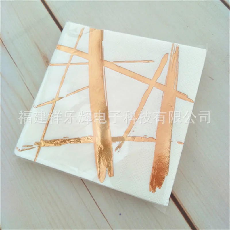 Bronze Rose Gold Top Grade Napkin Pure Wood Pulp Paper Towel Foreign Trade Party Decoration Export Cross Border