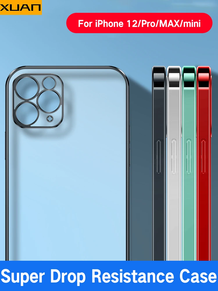 Роскошный прозрачный чехол с квадратной рамкой для iPhone 12 11 Pro Max Mini X XS XR 7 8 Plus SE 2020