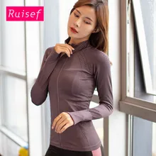 Женская спортивная куртка, женская спортивная куртка для спортзала, женский топ для йоги, Спортивная рубашка, Женская куртка для бега, для йоги, на молнии, с длинным рукавом, Женская куртка для фитнеса