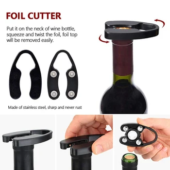 

Wine Opener, Wine Air Pressure Pump Opener Set, Wine Bottle Cork Remover Pump Tool Kit Corkscrew with Foil Cutter, Wine Aerator