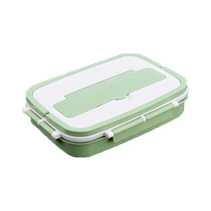Sealed Leakproof Portable Lunch Box Double Stainless Steel 4 Color Optional Case - Цвет: Зеленый