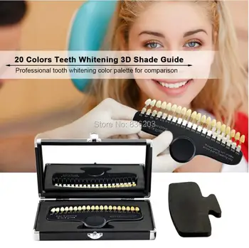 

20 Colors Teeth Whitening 3D Shade Guide Color Comparator With Mirror Dentistry Cold Light Teeth White Bleaching Dental Plate