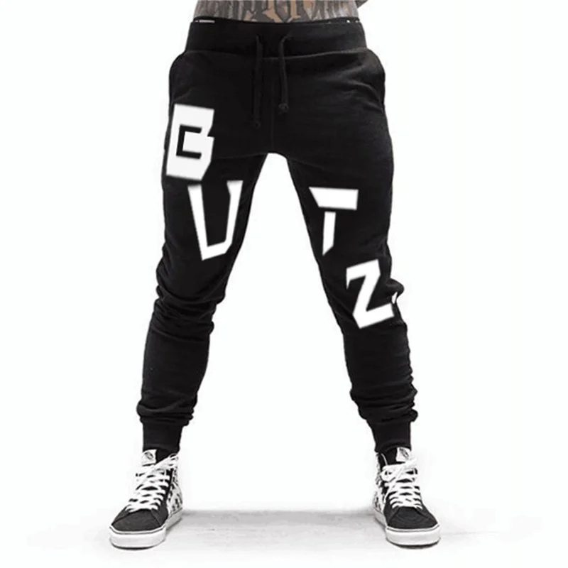 

2021 Men's Muscle Sports Pants Running Fitness Slim-Fit Trousers Breathable Casual Pants Fashionable Letter-Printed Sweatpants