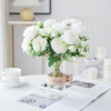 Vases de mariage de roses artificielles en soie, fleurs blanches, décoration de maison, Bouquet de mariée, accessoires en mousse, fausses plantes DIY, cadeaux artisanaux ► Photo 1/6