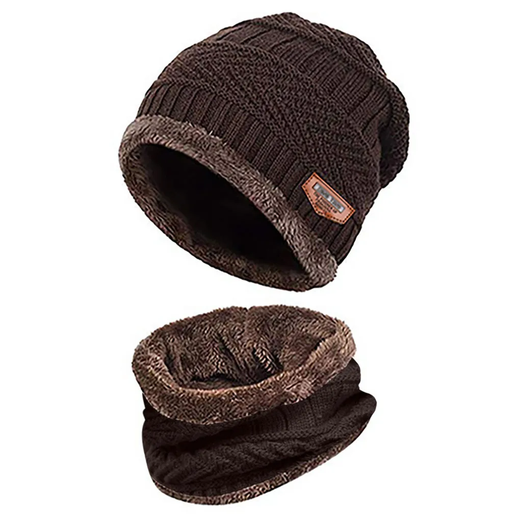 Зимняя шапка s шапка мужская теплая шапочка зимняя утолщенная шапка и шарф двухсекционная вязаная ветрозащитная шапка