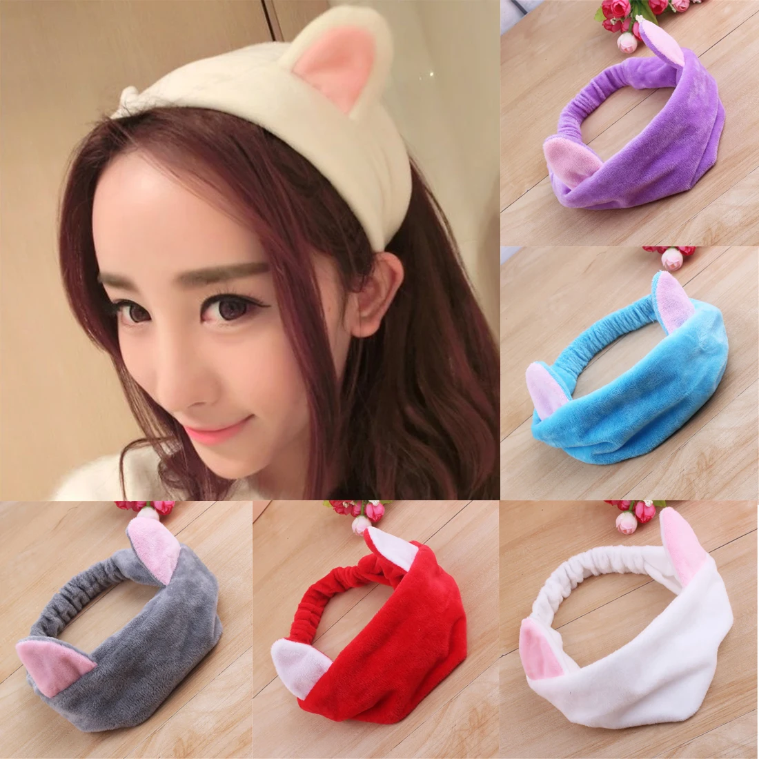 

Cute Cat Ears Headbands for Women Girls Makeup Face Washing Headband Hairdo Headwrap Hairband Turban Hair Accessories Bnadgae