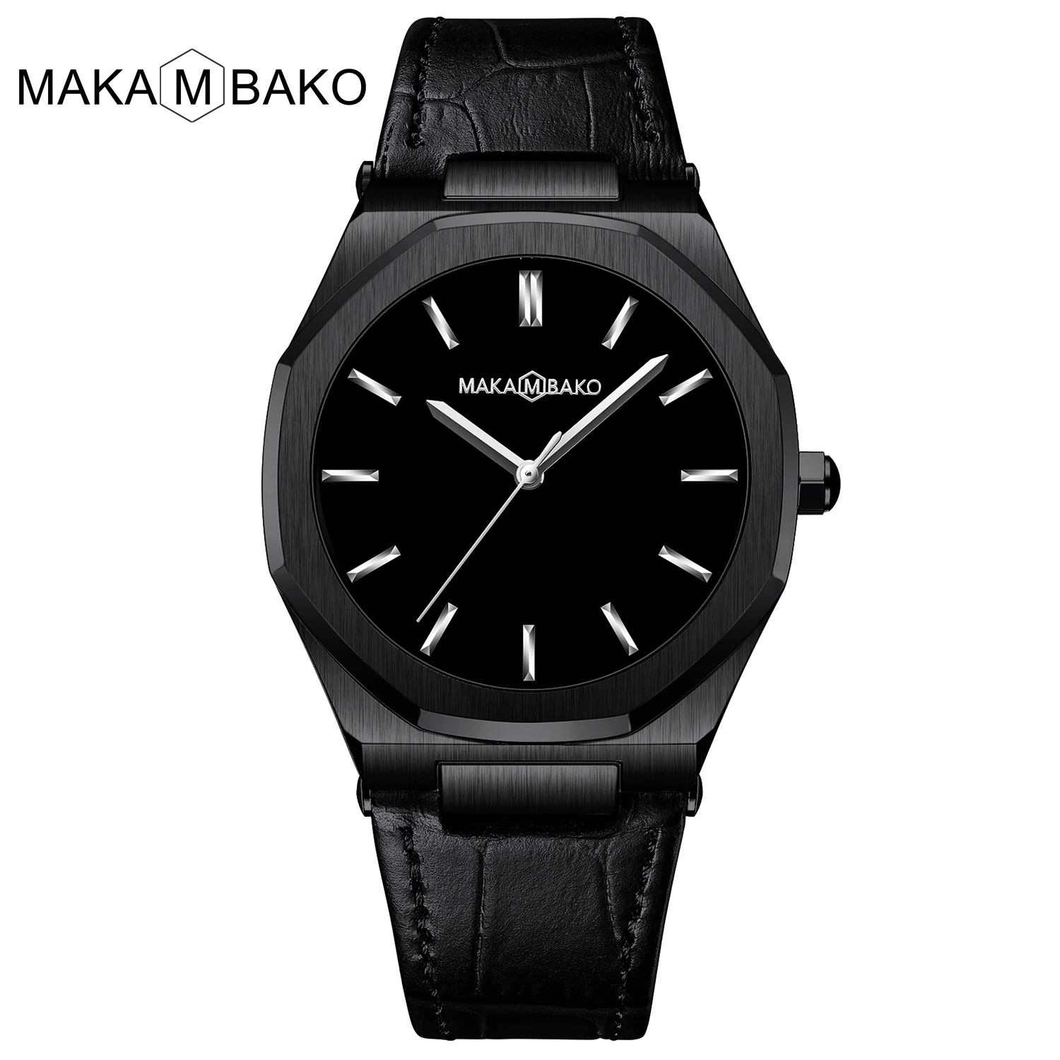 2021 New Luxury Genuine Leather Band Business Men's Quartz Watches Waterproof Creative All Black Dial Brand Male's Wristwatch 