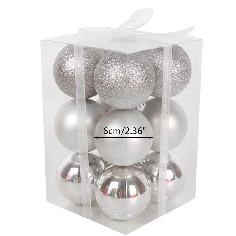 12ct 2.4-Inch Christmas Balls Ornament for Xmas Trees Parties, Holiday Decor