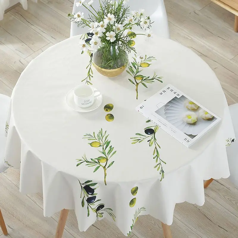 Nordic Simple Tablecloth Waterproof Oilproof Printed Round Table Cover Wedding Party Tablecloth Home Decor Dining Tablecloth