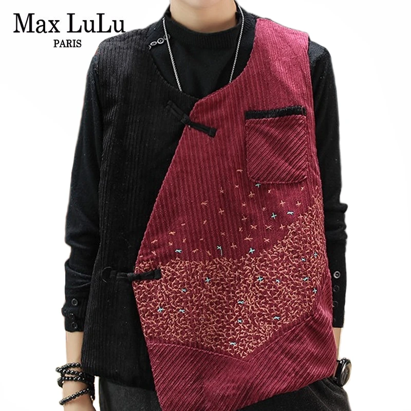 Max LuLu Winter Fashion Korean Ladies Punk Clothes Womens Sleeveless Corduroy Vest Vintage Oversized Waistcoats Padded Coat