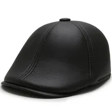 LA шапка из искусственной кожи, зимние мужские модные береты из воловьей кожи, теплые мужские шапки с ушками, шапка для папы