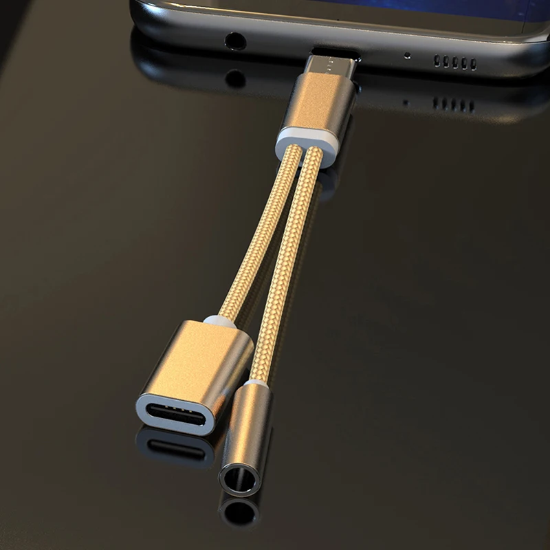Зарядный кабель usb type C 2 в 1 преобразователь type-C 3,5 мм аудио для Xiaomi наушники адаптер для huawei P30 Pro Lite