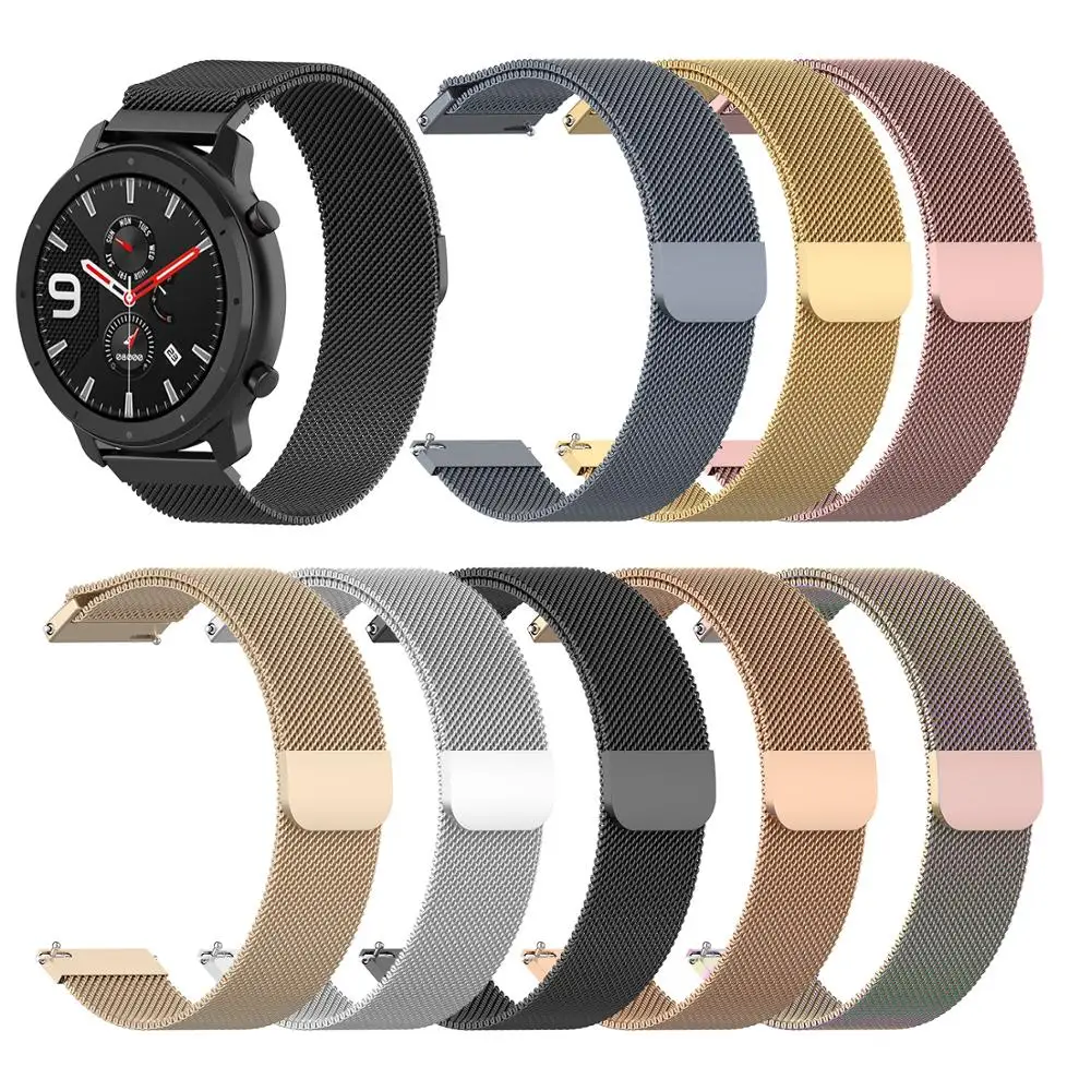 

Magnetic Stainless Strap Wristband Steel Smart Watch Bracelet For ASUS LG Ticwatch Pro Huawei Watch GT Active Samsung galaxy