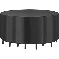 Premium Round Outdoor Furniture Cover - Heavy Duty, Windproof, Waterproof, and UV-Resistant Protection - 185X110cm (Black)