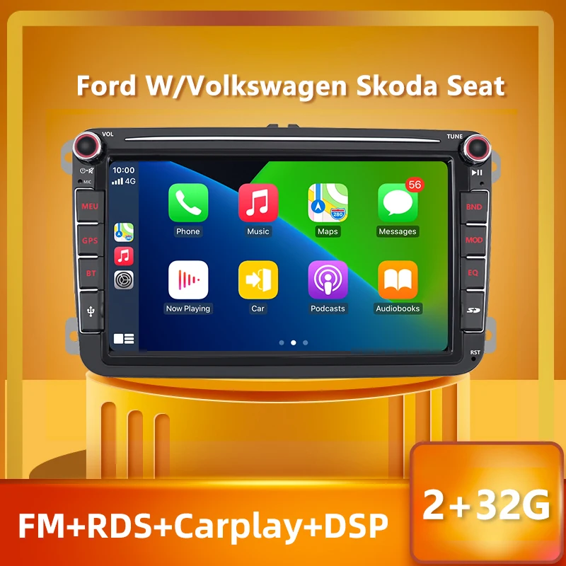 Автомагнитола PEERCE 2 din для passatb6 Carplay Android 10 GPS FM/AM RDS DSP мультимедийный плеер