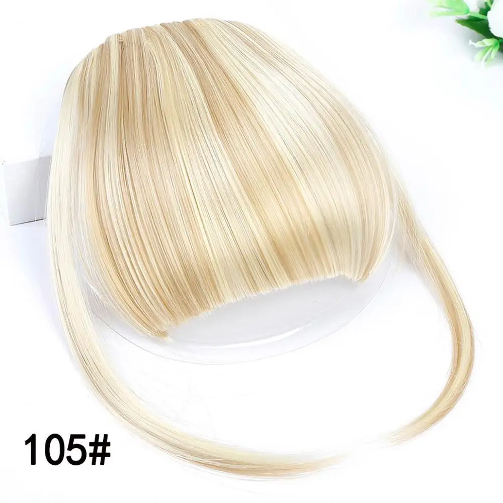 AOOSOO синтетические волосы для наращивания челки для белых накладных волос Аккуратные передние накладные бахромы тонкая прямая, с защелкой в челке кусок для женщин - Цвет: 105