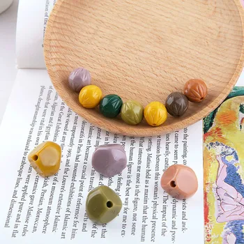 

DIY handmade jewelry accessories pumpkin lantern beads irregular resin perforated beads earrings necklace material