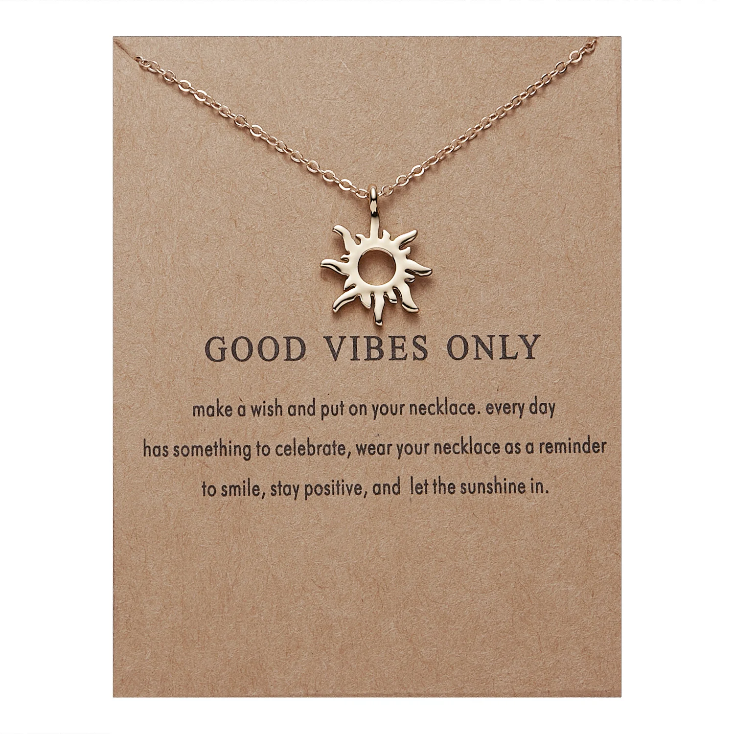 Модные золотые цвет Good Vibes Only Солнце ожерелья и кулоны из нержавеющей стали для Для женщин ювелирные изделия