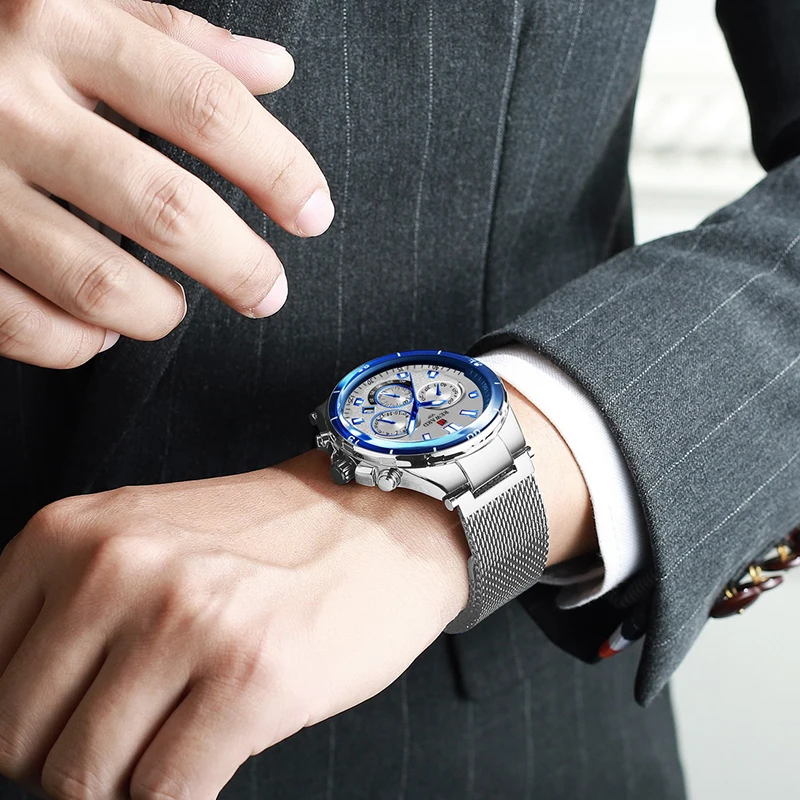 REWARD Top Brand Luxury Big Chronograph Men Watches Blue Gold Male Wristwatch Man