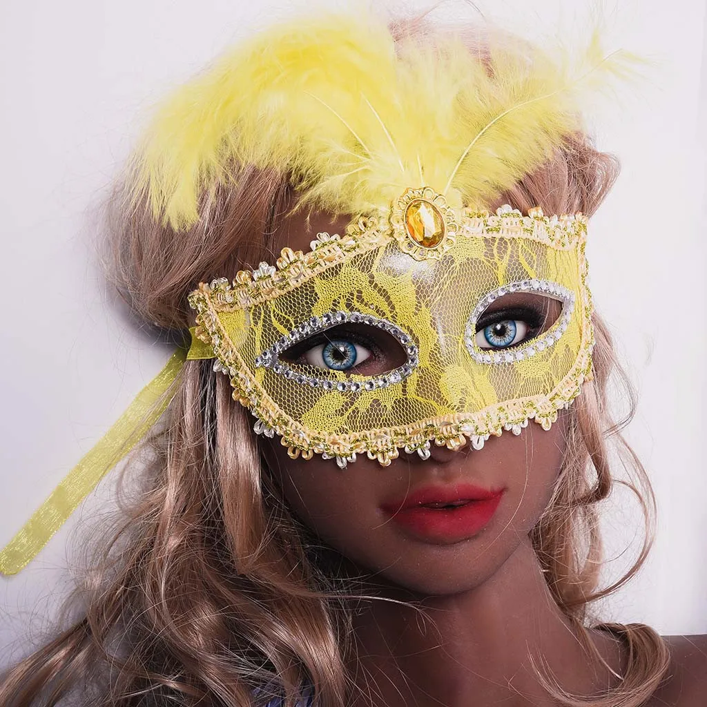 C Хэллоуин маска с перьями Dreamowl Блестки Кружева цветочные Mardi Gras маскарадный костюм маска с перьями для детей девочек вечерние M40 - Цвет: C