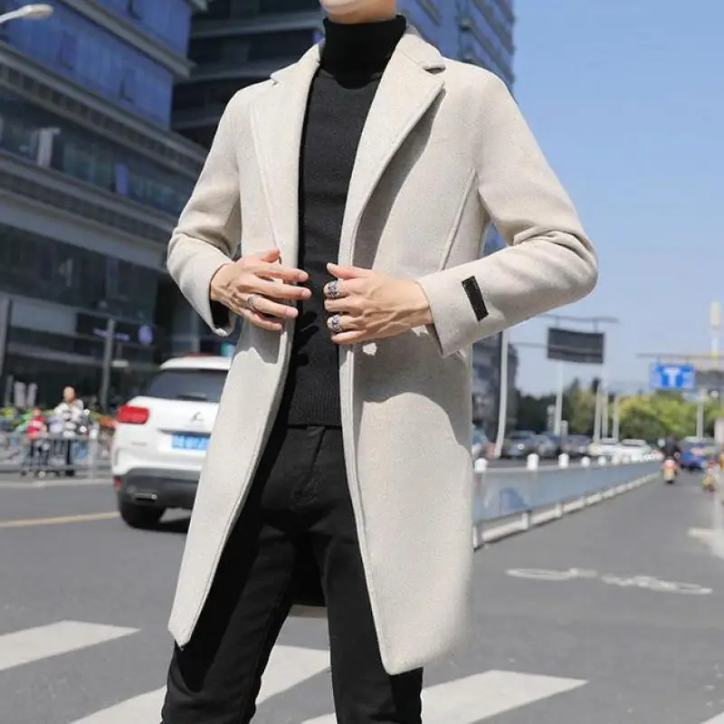 Bejoin Overcoat Winter and Autumn Jacket Male Fashion Solid Long Trench Parkas Thick Warm Outwear,Dark Gray,L 