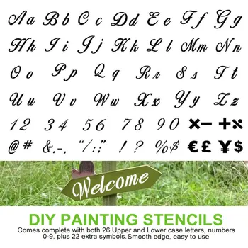 

New 40pc HollowAlphabet Number Lettering Stencil Template Letter Scrapbooking Stencils Painting Paper Craft Word School Supply