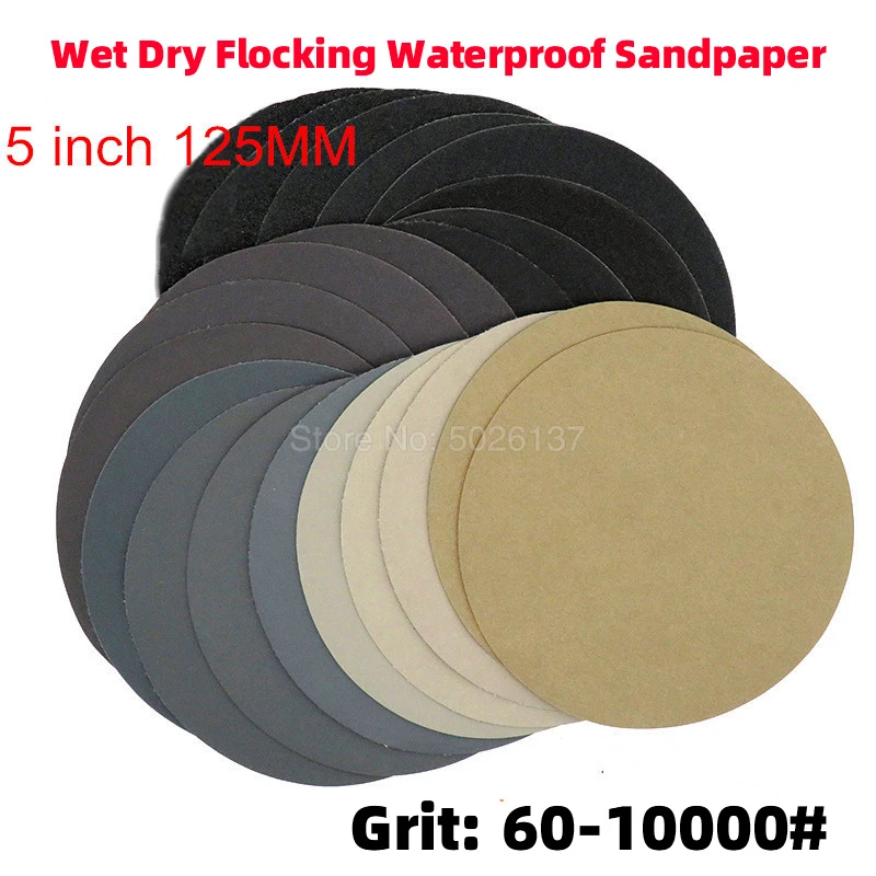 125mm 150mm Wet and Dry Sandpaper Pad 60-10000 Grit For Power Tools Polishing