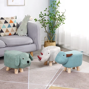 

2020 new children's solid wood small sofa stool Animal sofa stool household furniture solid wood portable small shoe stool