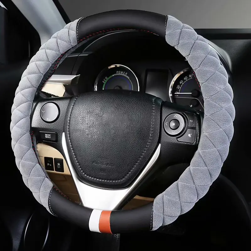 Серый Плюшевый теплый автомобильный чехол на руль для Nissan Juke Kicks Rogue Sport Qashqai X-Trail муранского Xterra Pathfinder Armada Quest - Название цвета: Серый