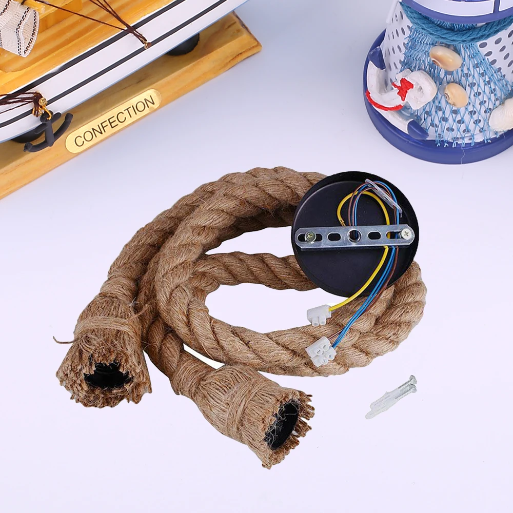 

Retro Double Headed Hemp Rope Ceiling Lamp Pendant Light Fittings Accessory
