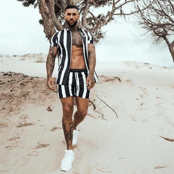 

2020 Men Summer Beach Casual Striped Shorts Athletic Gym Sports Training Swimwear Short Pants Holiday Beach Bottom Trousers