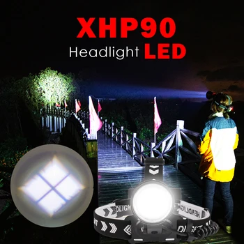 

XHP 90 LED Headlamp USB Rechargeable Telescopic Zoom Torch with Power Display Led Head lamp Flashlight Torch Headlight