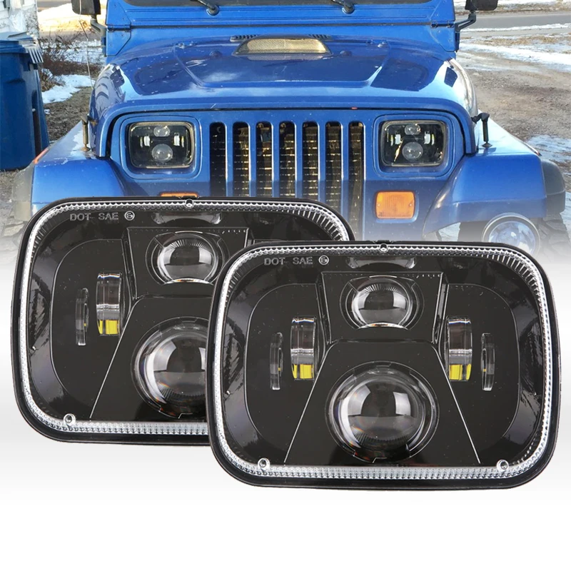 

2pcs 5x7" Rectangular led headlight 6x7 square LED truck head lamp lighting headlamp for jeep Cherokee XJ MJ Comanche