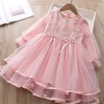 

12.10th Spring embroidered Girl Dress 2020 New Style Sweet Princess children's dress Size 100-140cm Kids Clothing