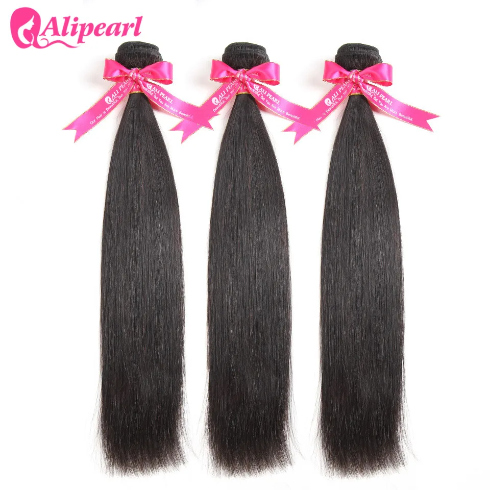 Pelo AliPearl peruano de la armadura del pelo recto 3 oferta de extensiones 100% Remy extensiones de cabello humano 10 12 14 16 18 20 22 24 26 28 30 pulgadas