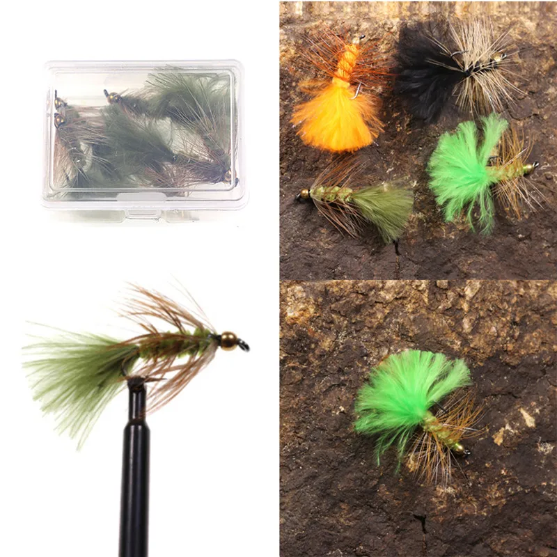 

6Pcs Copper Bead Head Nymph Flies Trout Fly Fishing Bait #10 Single Metal Barbed Hook Tool Fly Shape Copper Lure.New //