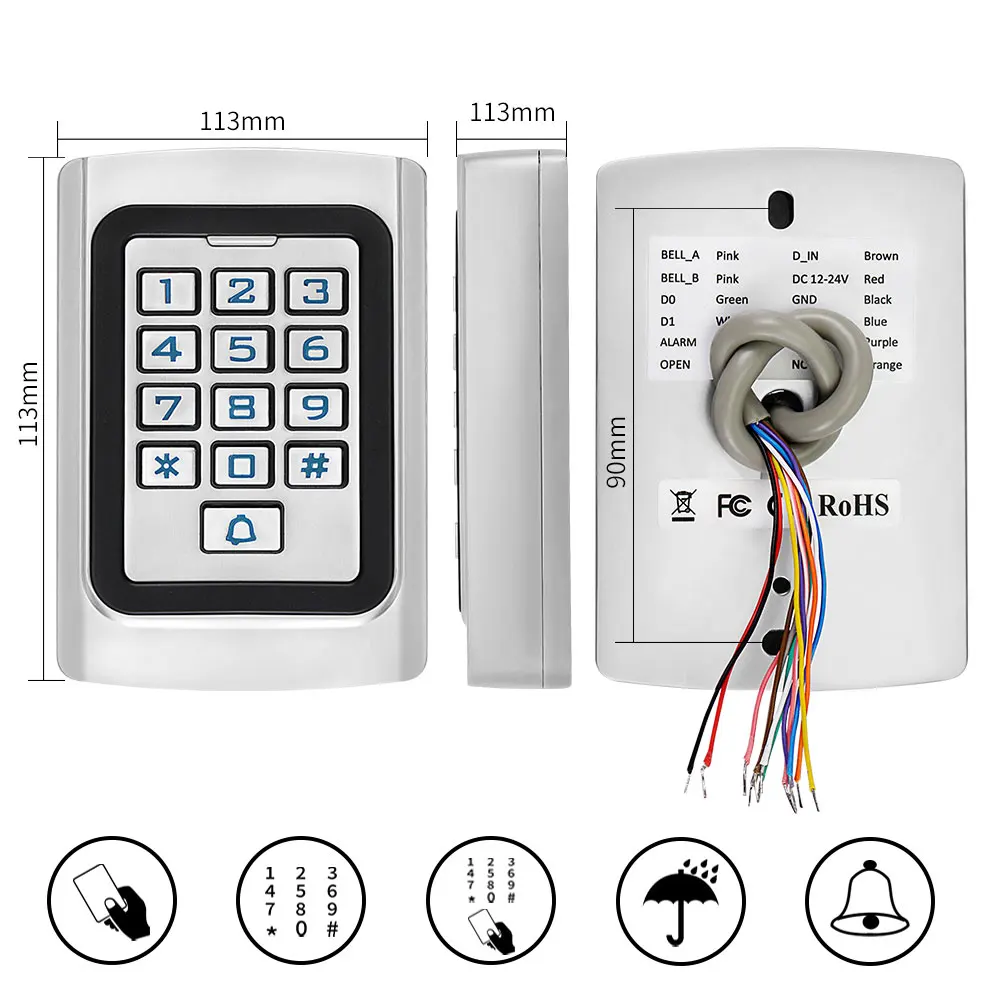 Rainproof Access Control Keypad 125KHz RFID Door Controller Programmer Wiegand 26 Outdoor Use for Security Lock Entry System