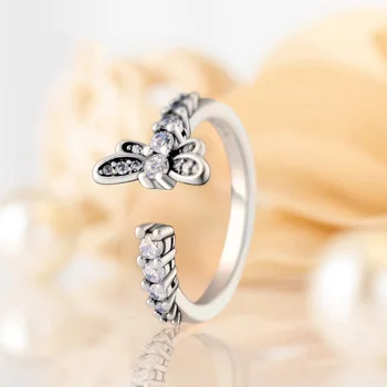 

100% 925 Sterling Silver Pan Ring Sparkling Dragonfly Pan Ring For Women Wedding Party Gift Fashion Jewelry