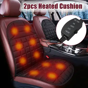 

1/2pcs 12V Automobiles Heated Car Seat Cover Auto Cover Car Seat Protector Electric Heating Cushion Warmer Winter Black