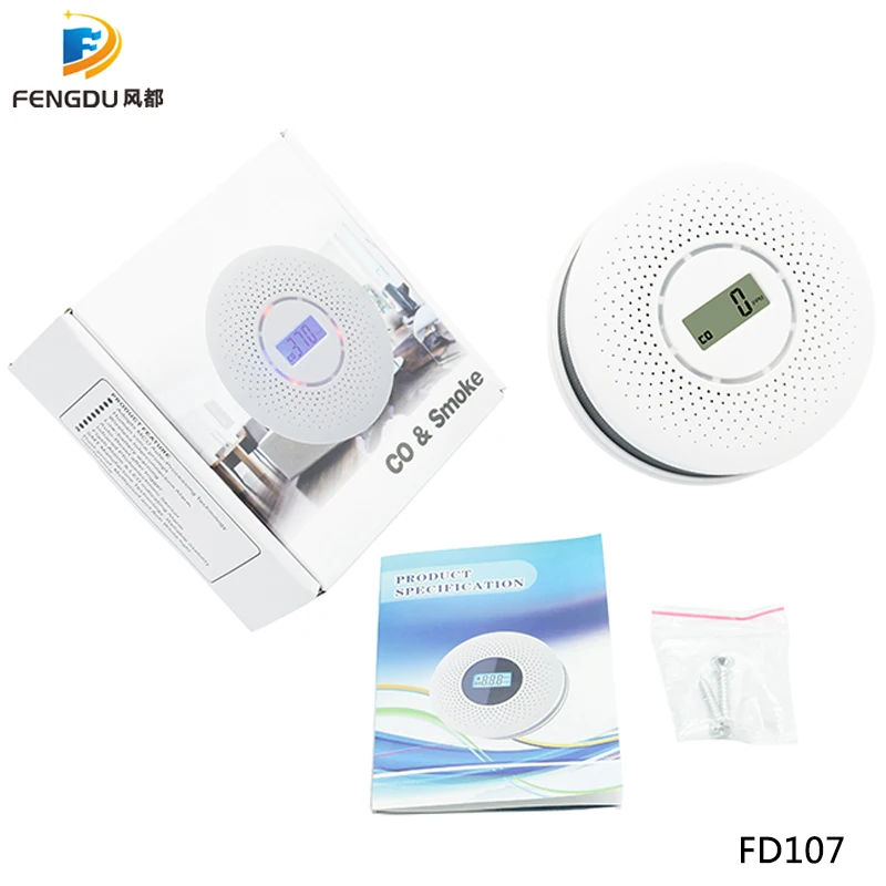 4PCS 2 in 1 Combination Smoke and Carbon Monoxide Detector with Display, Battery Operated Smoke CO Alarm Detector