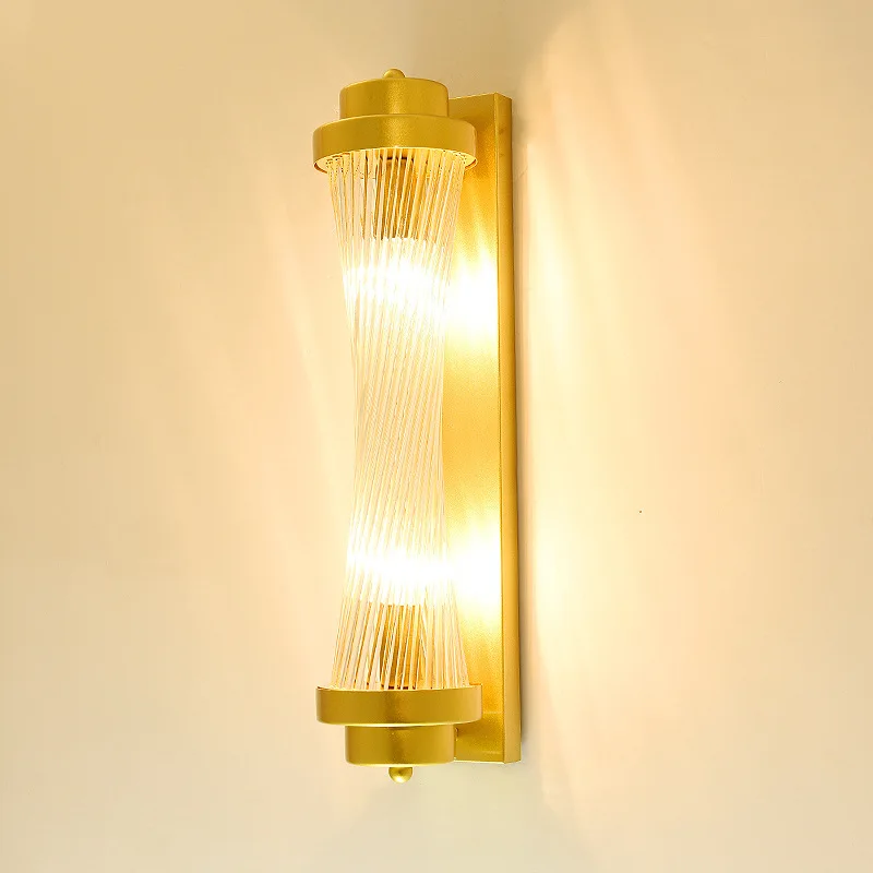 Modern Golden Iron Baked Vanish with Column Glass Shade E14 Wall Light  Background Light Can be Rotated to Thinner Waist - AliExpress