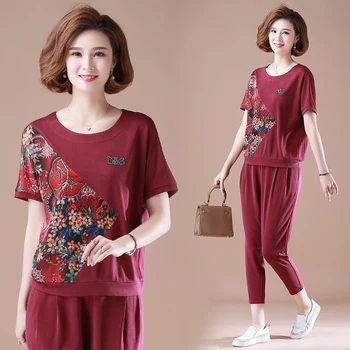

2020 New Plus Size Summer Women Tracksuit Casual Two Pieces Set Clothing Womens Sport Suit Sweatshirt Women Top Pants